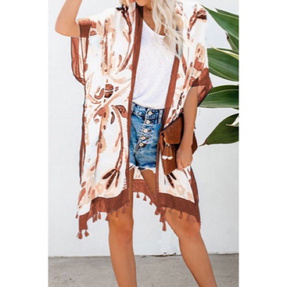 Orange Floral Kimono - M/L - Picture 3 of 3